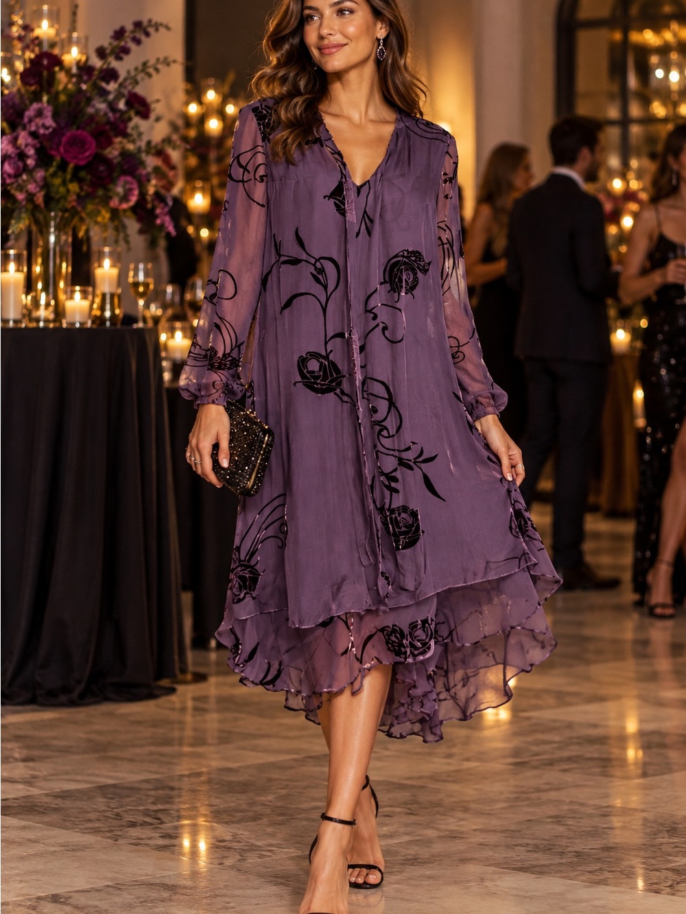 Jones New York purple silk dress set size 12
